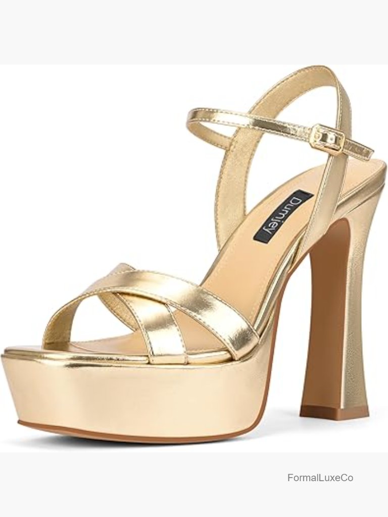 Women's Chunky Platform Heels, Ankle Strap Sandals, Open Toe Dress Shoes